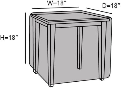 300D 18W 18D 18H, Covermates Elite Square Patio Accent Table Cover Elite Polyester, Water-Resistant, Drawcord Hem, Mesh