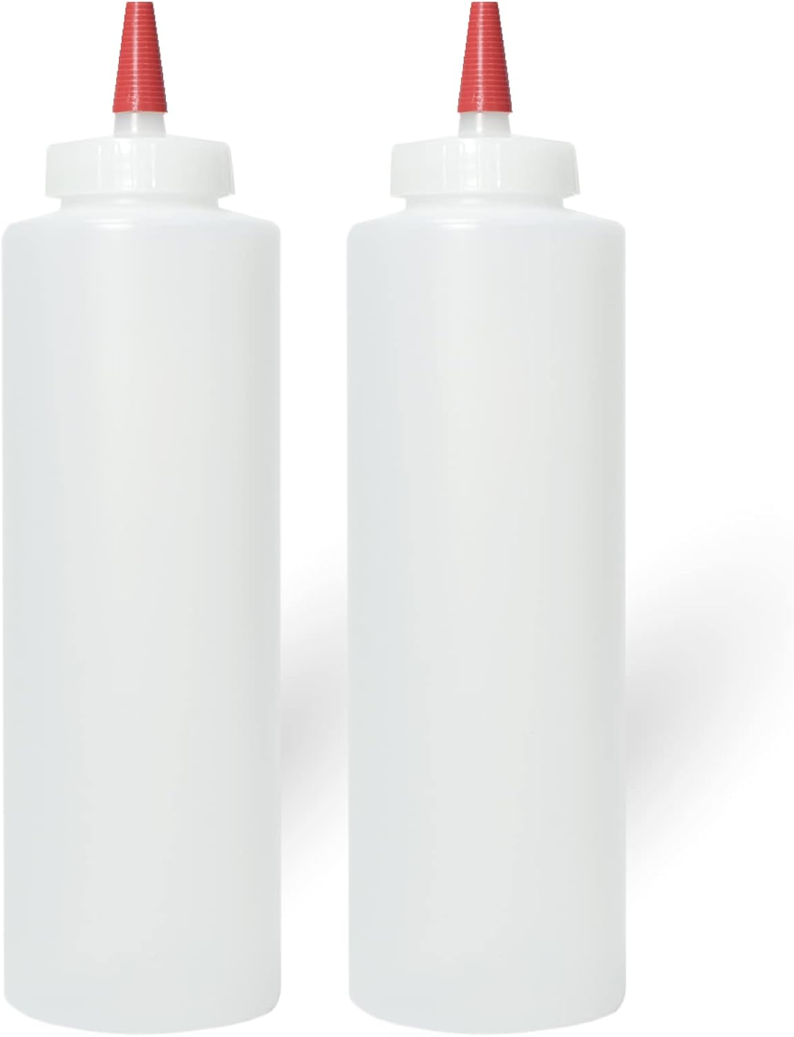 Pinnacle Mercantile Plastic Squeeze Condiment Bottles, Set of 2, 16-ounce with Red Tip Cap