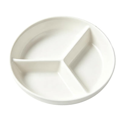 Loymokinar 7 Inch Portion Control Plate for Weight Loss, Ceramic Divided Plates for Adults, 3 Compartment Bariatric Plate for Portion Control, Healthy Meal Prep, Microwave & Dishwasher Safe - White
