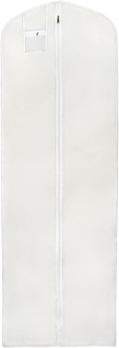 L-Pack Extra Long Wedding Dress Garment Bag, White Clothes Cover for Storage or Travel (72-in)