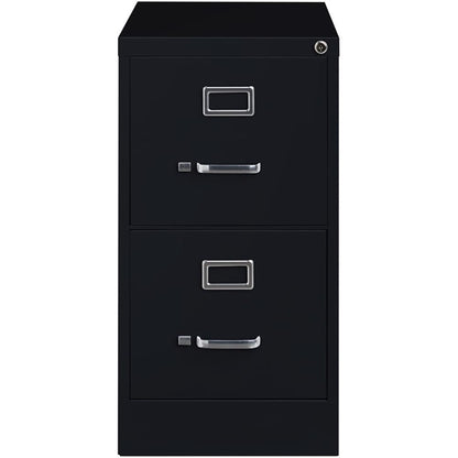 Pemberly Row 2 Drawers 28.38" Vertical Black Metal Filing Cabinet Lockable Pre-Assembled Stationary Letter Size for Home, Office