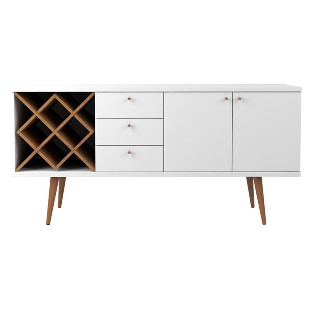 Manhattan Comfort Utopia Sideboard Buffet Stand, White Gloss and Maple Cream