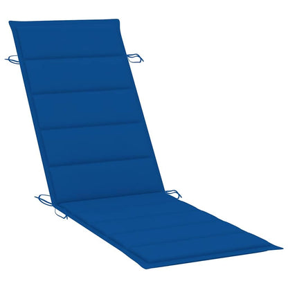 Solid Acacia Wood Outdoor Sun Lounger with Cushion, Foldable Slatted Design for Garden Patio Pool, Ergonomic Curved Lounge Bed with Head Pillow and Se Rope Ties