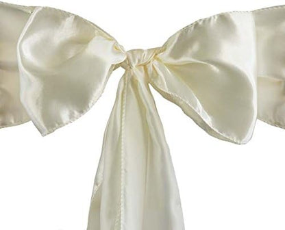 5pcs 6 x106 TABLECLOTHSFACTORY Ivory Satin Chair Sashes Tie Bows Catering Wedding Party Decorations