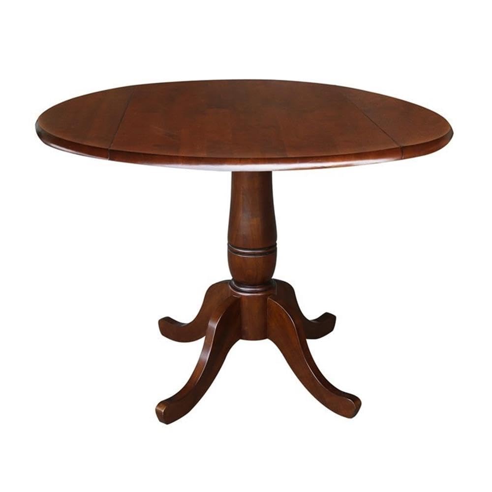 IC INTERNATIONAL CONCEPTS 42" Round Dual Drop Leaf Pedestal Table - 29.5" H Espresso