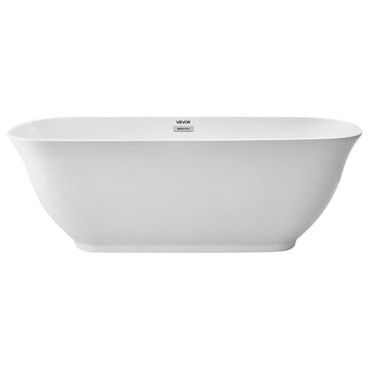VEVOR Acrylic Freestanding Bathtub, 67 Inch Contemporary Soaking White Tub with Polished Chrome Overflow and Drain, Elegant Oval Shape Stand Alone Soaker Tub for Modern Bathroom or Remodel Projects