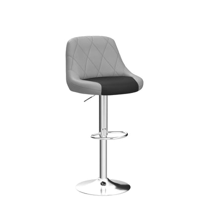 Magshion Set of 4 PU Leather Bar Stools, Adjustable 360 Degree Swivel Backrest Footrest Barstool for Dining Counter Pub, Gray/Black
