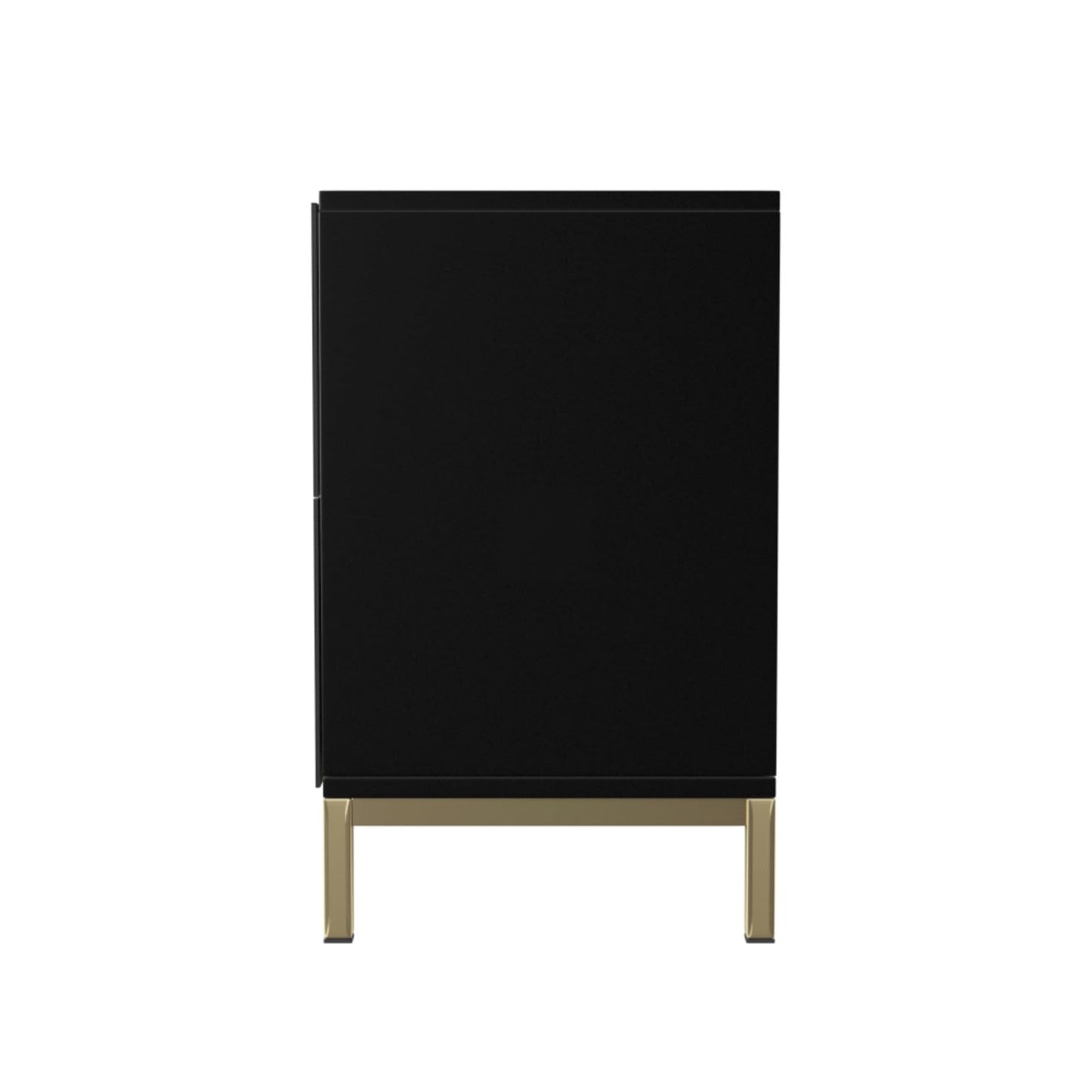 Hassyee Modern Design Two Carved Door Accent Cabinet with Metal Base, Space Saving Floor Display Cabinet for Stemware, Board Games, or Movie Collection