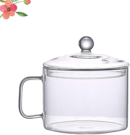 Glass Saucepan with Cover, Glass Cookware for Stove, Instant Noodles Pot, Clear Cooking Pot