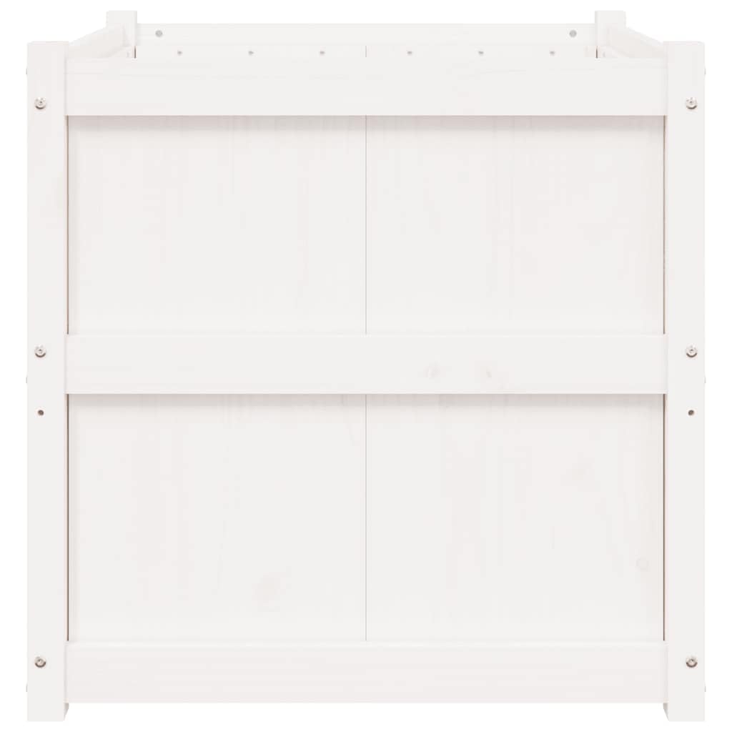 hliofuir 27 6 inch Solid Pine Wood White Square Raised Garden Planter Box Outdoor, 27 6 x 27 6 x 27 6 in Weather Resistant Large Elevated Plant Bed for Patio Terrace Balcony