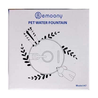 Cat Water Fountain: 108oz/3.2L Cat Fountain Super Silent Pet Drinking Dispenser - Water Fountains for Kitty Indoor - Quiet Pump and Faucet Design - Suitable for Cats and Dogs - BEMOONY