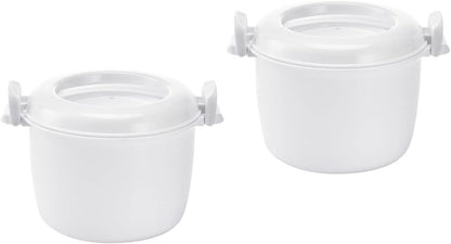 Microwave Rice Cooker Rice Steamer: 2pcs Round Microwave Food Container for Cooking Rice, Chicken, and Pasta