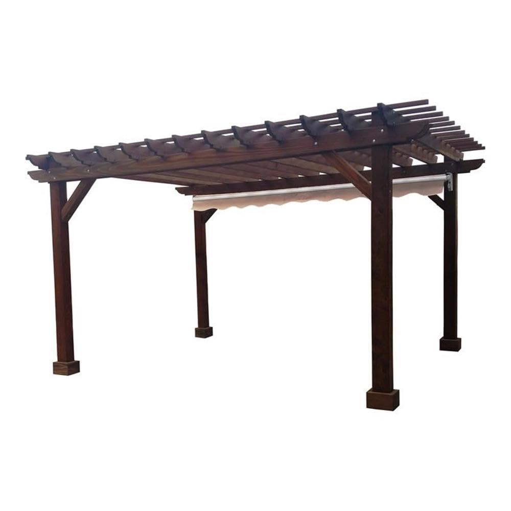 Afuera Living 16ft x 16ft Solid Redwood Deck Pergola, Mission Brown Finish, Durable Weather-Resistant Outdoor Patio Shade Structure, 8ft Height, Farmhouse Style for Lounging or Dining