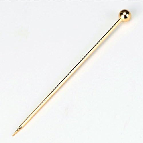 Cocktail Picks Stainless Steel Martini Skewer Reusable Ball Top, Gold (Set of 12)