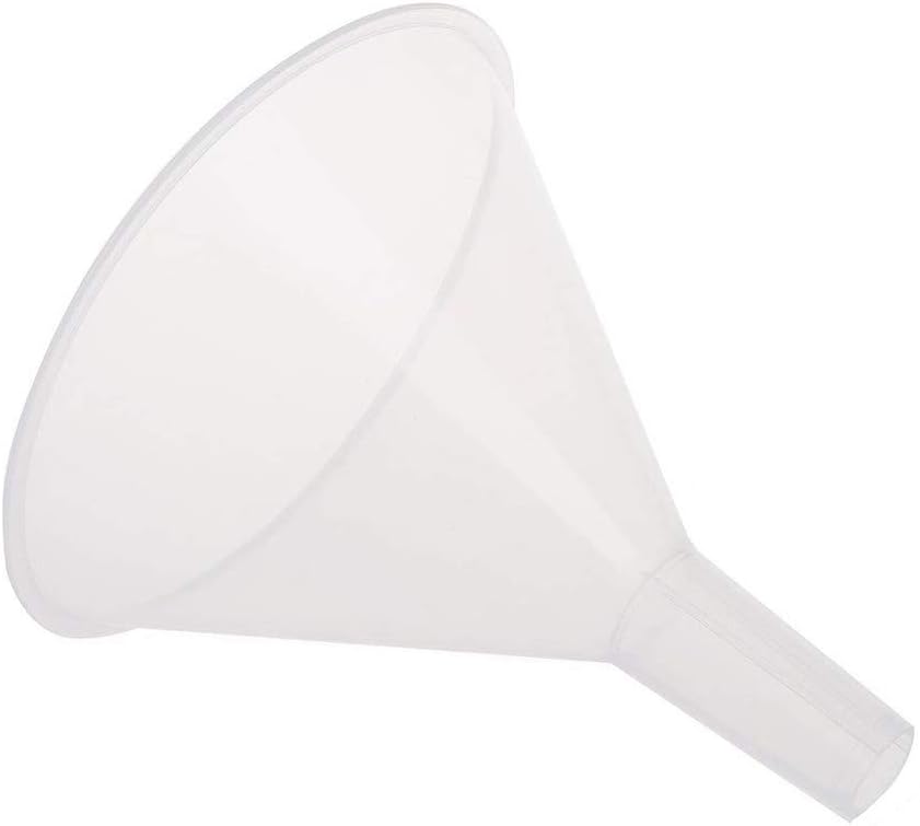 DEDC 4 Pack Clear Plastic Oil Funnels, 150mm Liquid Transfer Funnel for Kitchen, Garage, Car, 5.9 Inches Dia Mouth