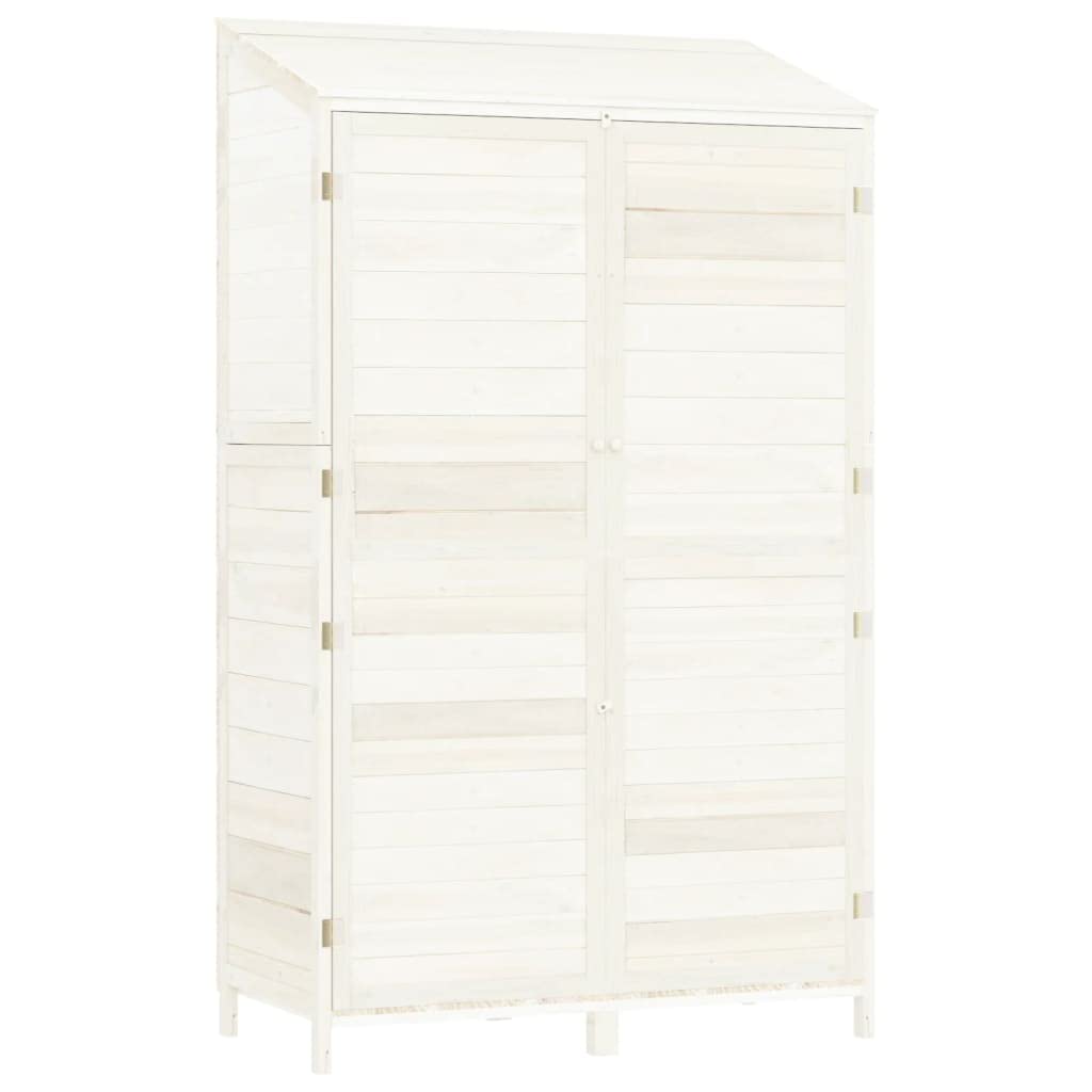 Outdoor Garden Shed 40.2x20.5x68.7 in, Solid Fir Wood Storage Cabinet with Lockable Doors for Backyard Lawn Tool Organization, White