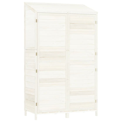 Outdoor Garden Shed 40.2x20.5x68.7 in, Solid Fir Wood Storage Cabinet with Lockable Doors for Backyard Lawn Tool Organization, White