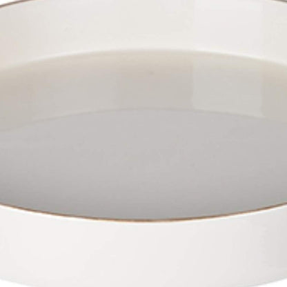 Benjara Sturdy Wooden Round Tray, White