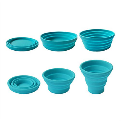 Ecoart Silicone Collapsible Bowl Cup Set with Spork for Outdoor Camping Hiking Travel - Set of 3