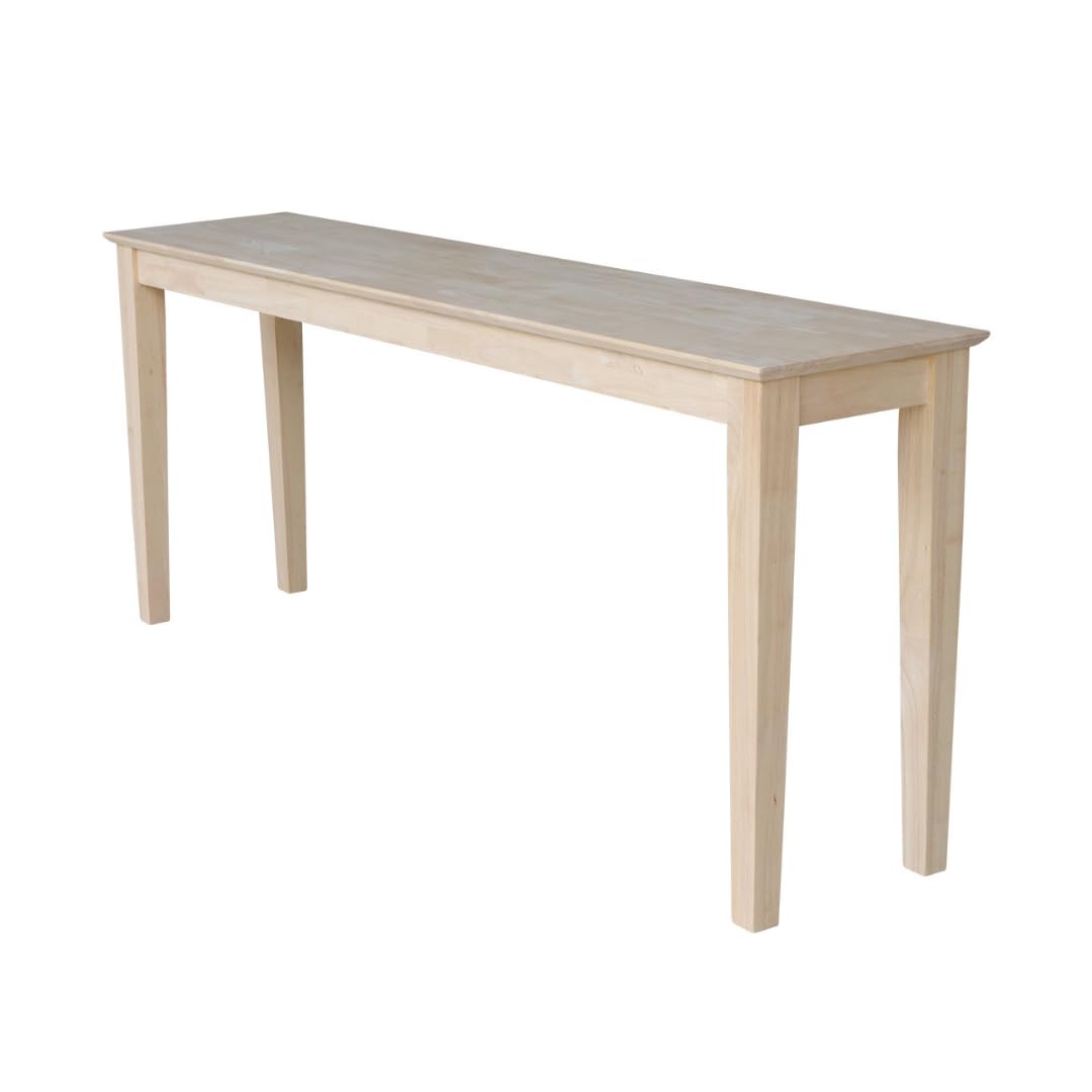 International Concepts Shaker Console Sofa Table, Entryway, 72-Inch Long, Solid Parawood, Unfinished