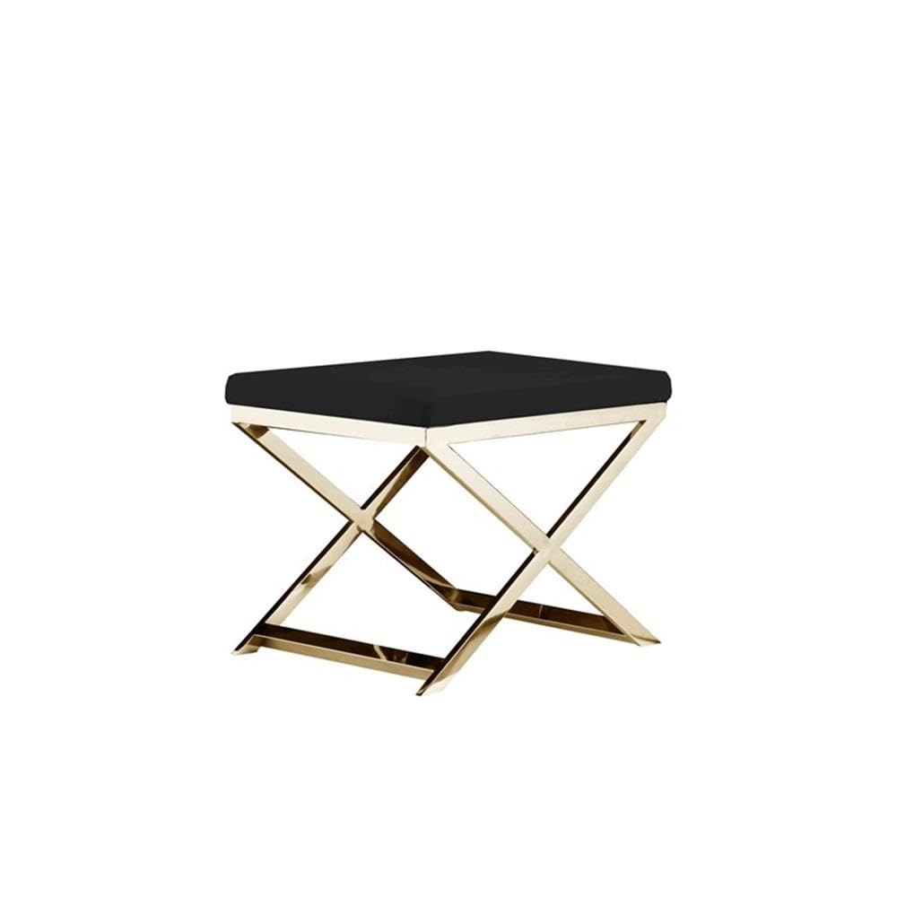 Pangea Home Gold Lexi Stool Faux Leather Black & Gold Frame