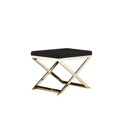 Pangea Home Gold Lexi Stool Faux Leather Black & Gold Frame