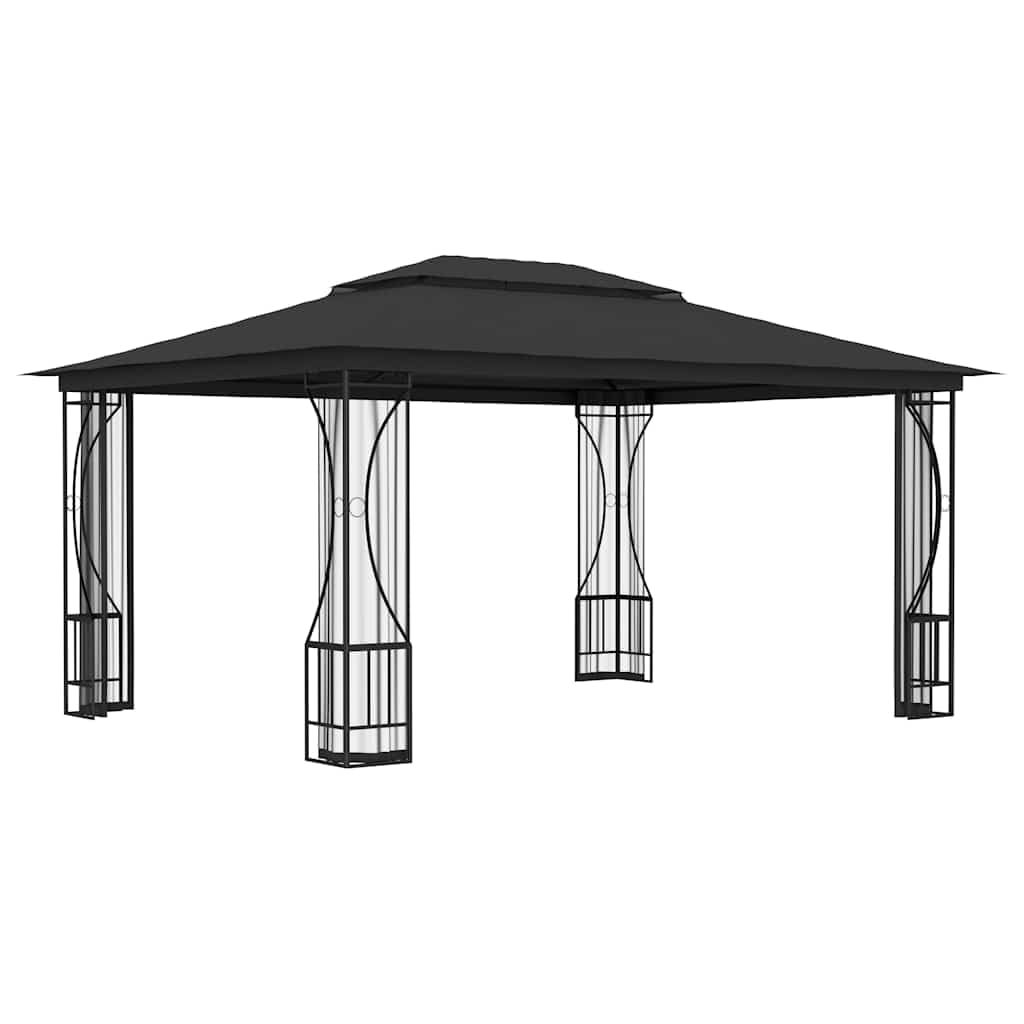 Gazebo with Nets 9.8'x13.1'x8.7' Anthracite, UV Proof Polyester Fabric, Steel Frame Outdoor Canopy Tent for Patio, Backyard, Party Events Outdoor Structures