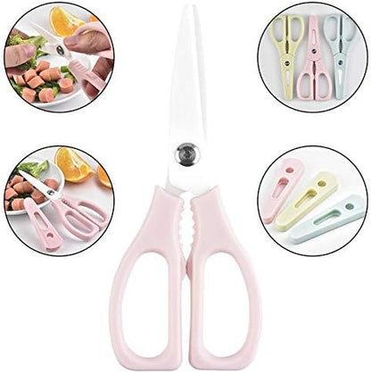 Healthy Baby Food Ceramic Scissors with Cover, Portable Shears (Pink)