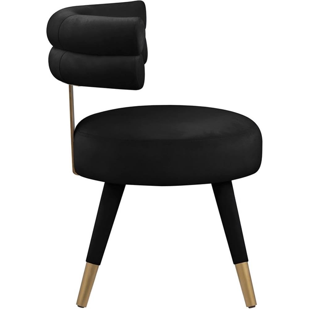 Meridian Furniture 747Black-C Fitzroy Collection Velvet Upholstered Dining Chair with Deep Channel Tufted Back, Set of 2, Black, 24.5" W x 22" D x 32.5" H