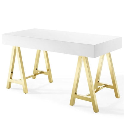 Modway Jettison Office Desk, Gold White