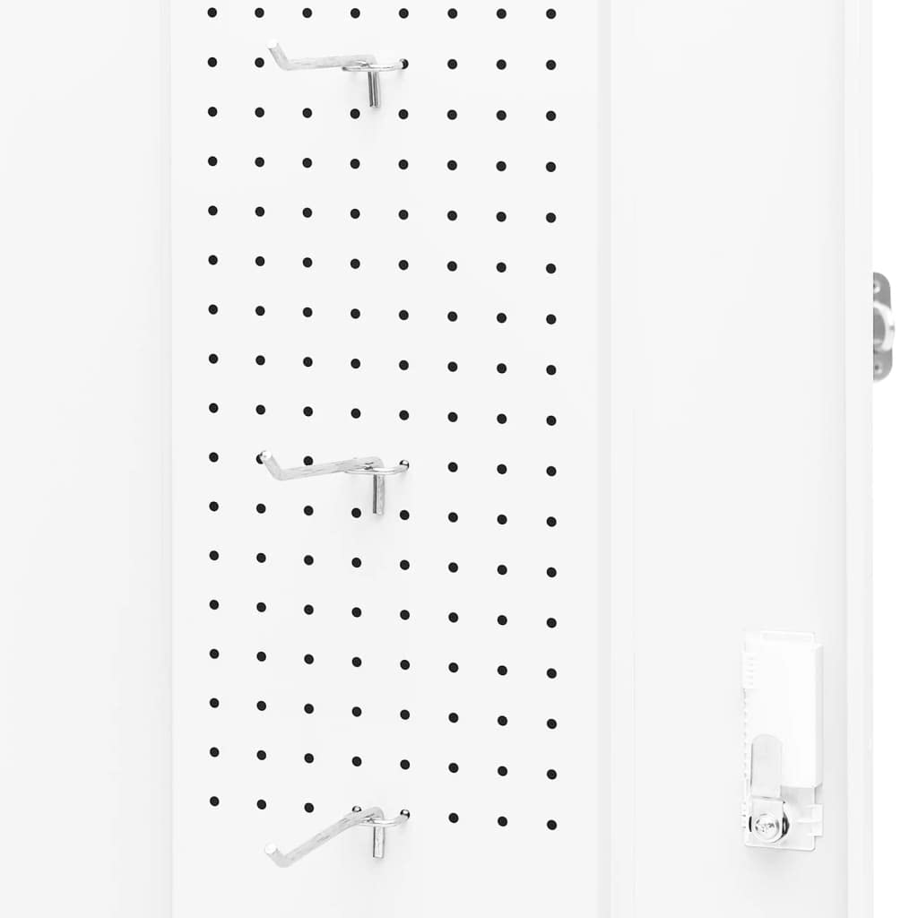 Makastle Freestanding Saddle Rack Stand Saddle Cabinet with Compartments and Lockable Doors, Indoor Home Living Room Saddle Locker Storage Tack Locker Furniture, White 20.9"x20.9"x55.1" Steel
