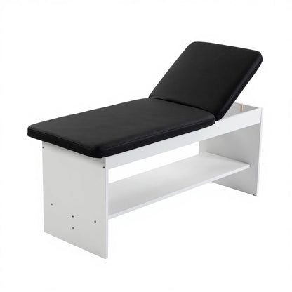 Carenovo Oak Wooden Medical Examination Table Non-Folding Professional Treatment Couch for Physiotherapy, Chiropractic & Clinic Use (Black, White)