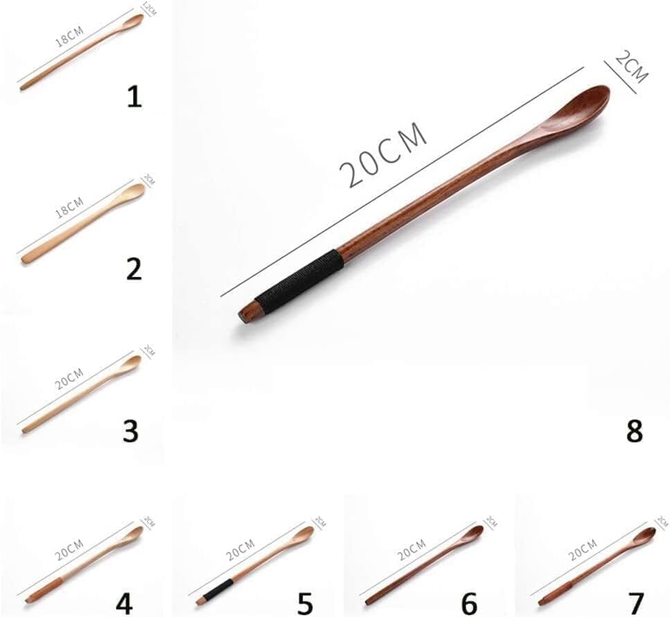 Honey Dipper Stick - Natural Wood Long Handle Spoons for Coffee/Tea - Dessert Iced Tea Cocktail Mixing Spoons