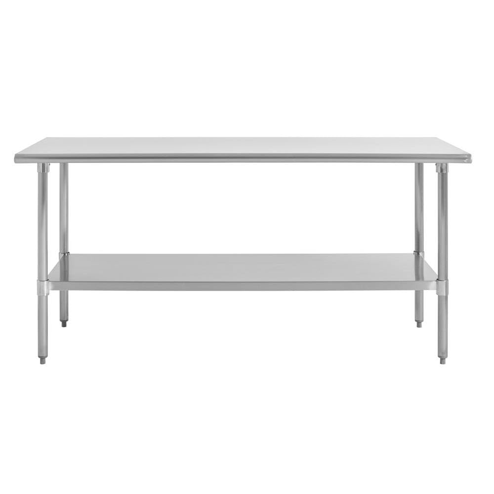 Kratos Stainless Steel Kitchen Prep Table 72"x30" with Undershelf, NSF Worktable for Restaurants - 16ga/304SS