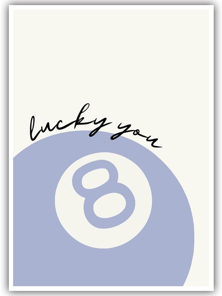 Exaricucer 8 20x30inch Funny Ball Posters Blue Lucky You Girly Wall Decor Coquette Pool Balls Art Trendy College Dorm