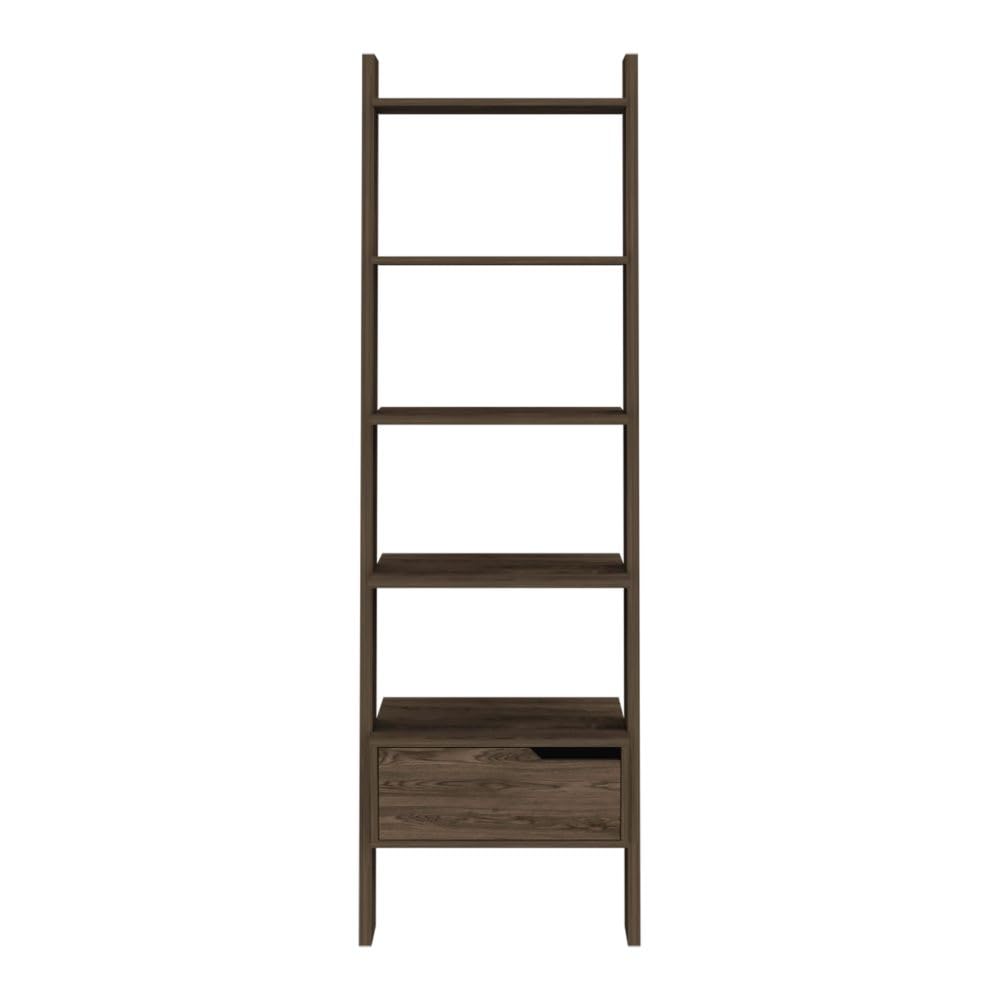 Adigyco Bookcase, One Drawer, Five Open Shelves, Dark Walnut,Five Open Shelves (11,81''H X 20,07''W)