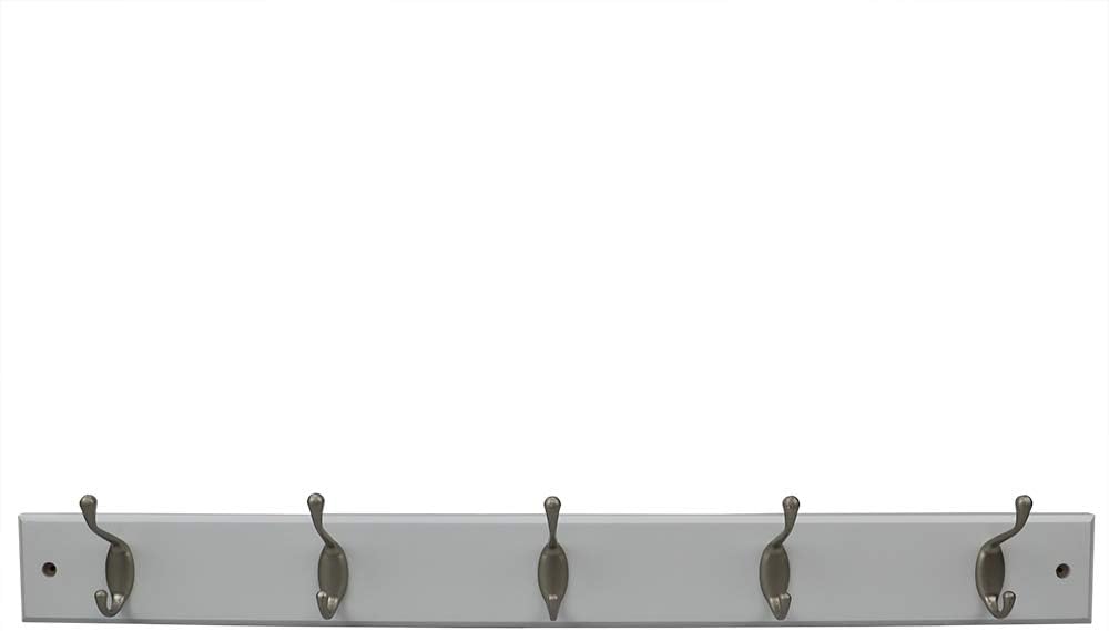 Home Basics Durable 5-Double-Hooks Wall Mounted Hanging Rack (White) for Entry Way or Garage