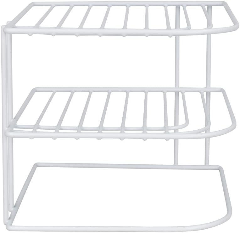 3-Tier Counter Home Basics Kitchen Corner Shelf and Cabinet Organizer Heavy Duty Wire Shelf in White