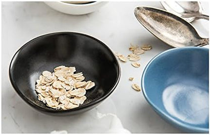 Classic Matte Ceramic Sauce Dishes, Sushi Dipping Bowls, Appetizer Plates with Irregular Edge, Set of 4
