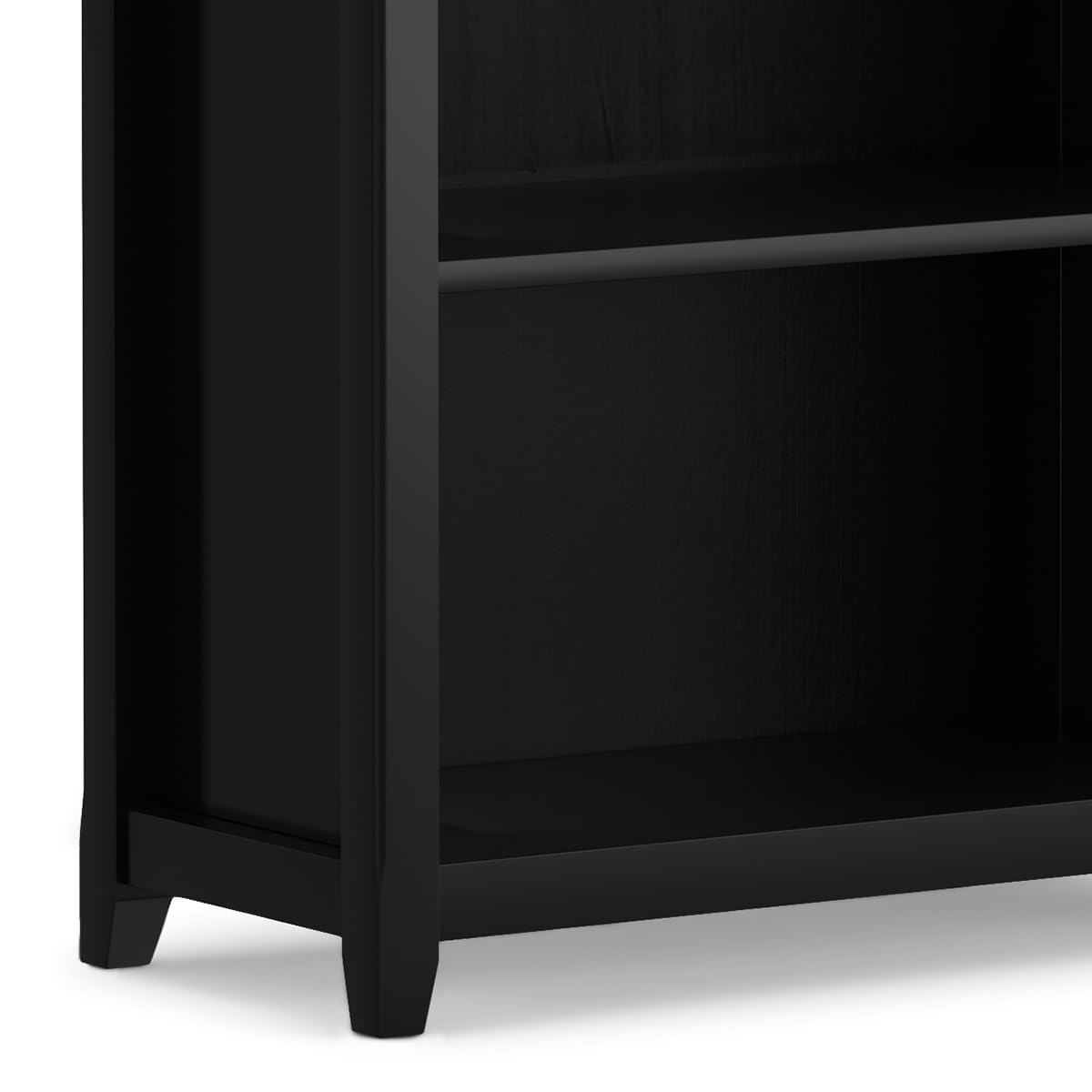 SIMPLIHOME Amherst Bookcase - 70 inch Tall 5-Shelf Solid Wood Bookshelf in Black, Transitional Storage for Living Room, Study Room or Office with Adjustable Shelves and Tapered Legs