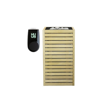 HUUM CORE6 6.5KW Series, Sauna Heater, Customizable Exterior with Control (Sauna Stones Included) (6.5kW Alder Wood - Black Stainless Steel Inlay, UKU WiFi - Black)