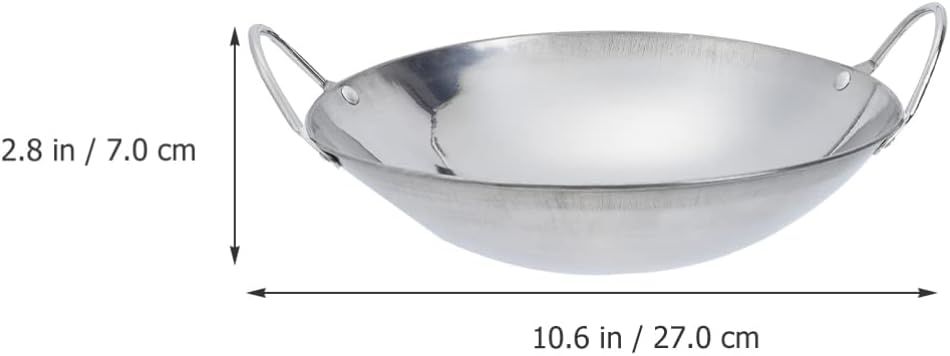 ERINGOGO Cast Iron Skillets, 10.5 Inch Metal Wok Pan, Large Handles, Cookware Sets