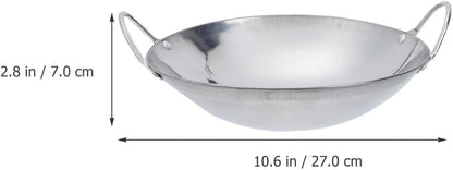 ERINGOGO Cast Iron Skillets, 10.5 Inch Metal Wok Pan, Large Handles, Cookware Sets