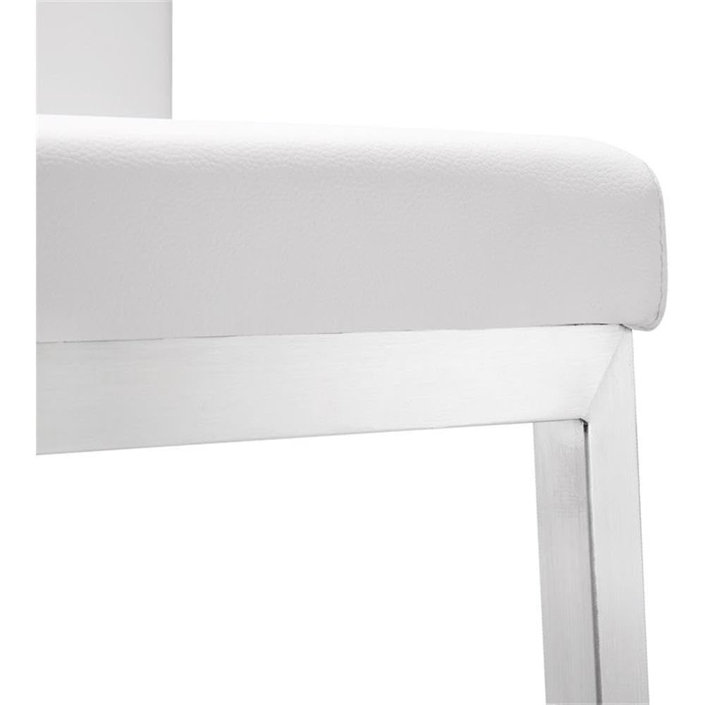 Tov Furniture Parma White Performance Vegan Leather and Stainless Steel Counter Stool - Set of 2