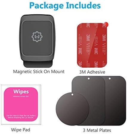 WixGear (2 Pack Universal Stick On Dashboard Magnetic Phone Car Mount, for Cell Phones and Mini Tablets with Fast Swift-snap Technology, (Newer Bigger Model)