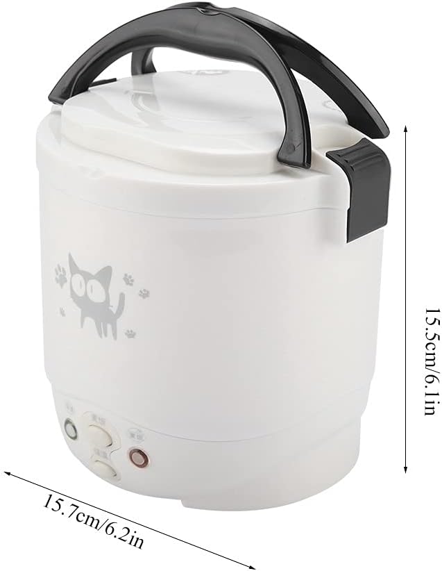 1L 12v Tiiyee Mini Rice Cooker, Portable Rice Maker Electric Lunch Box for Car Food Steamer Fast Cooking Automatic Non