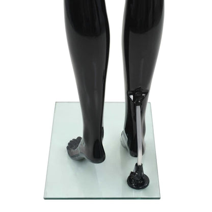 Full Body Female Mannequin, Glossy Black Retail Display Form for Clothing, Wigs, and Shoes, Adjustable Poseable Parts with Sturdy Glass Base, 68.9 Inch