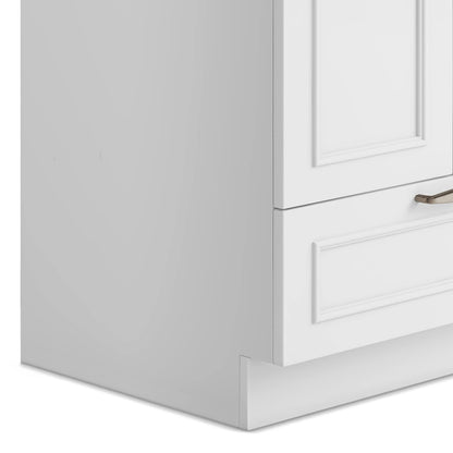 SIMPLIHOME Cardinal All-in-One 28 inch Wide Utility Sink and Laundry Cabinet in Pure White Finish, Transitional Stainless Steel Sink Cabinet for Laundry Rooms with Pull-Out Brushed Nickel Faucet