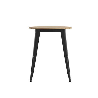 Flash Furniture Declan Commercial Outdoor Bar Height Dining Table, All Weather Poly Resin Top with Steel Base, 23.75" Round, Brown/Black