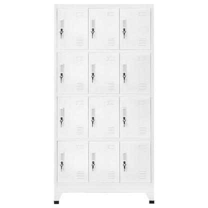 Roanoer Steel Locker Cabinet Large 12 Door Grey 35.4"x17.7"x70.9" Heavy Duty Office Storage Cabinet Metal Wardrobe Organizer for Living Room Hallway Gym